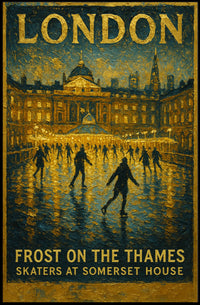 Frost On The Thames Skaters At Poster