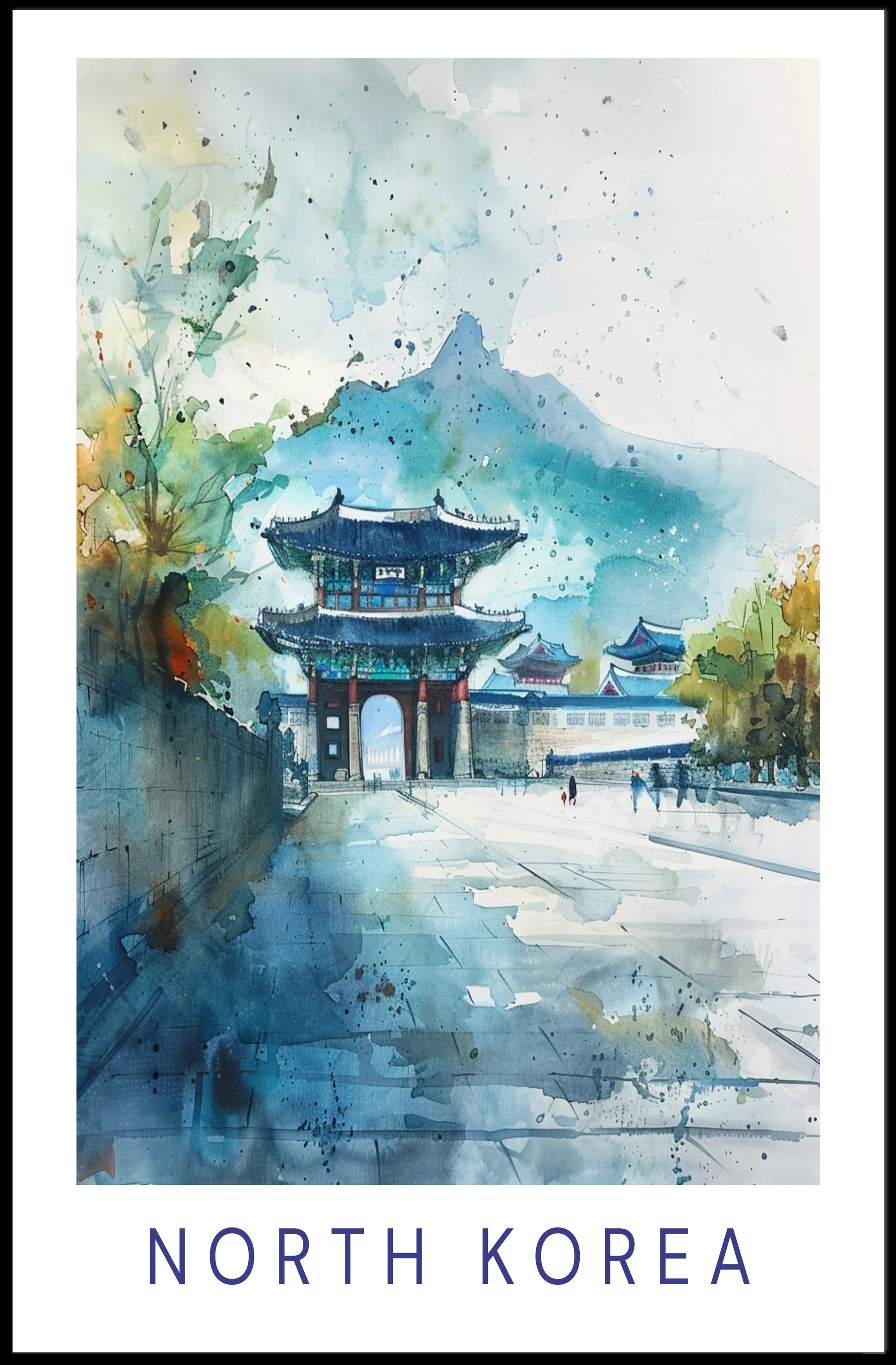 Traditional Korean Gate Scenic Art in Cultural Heritage Poster PosterGoat