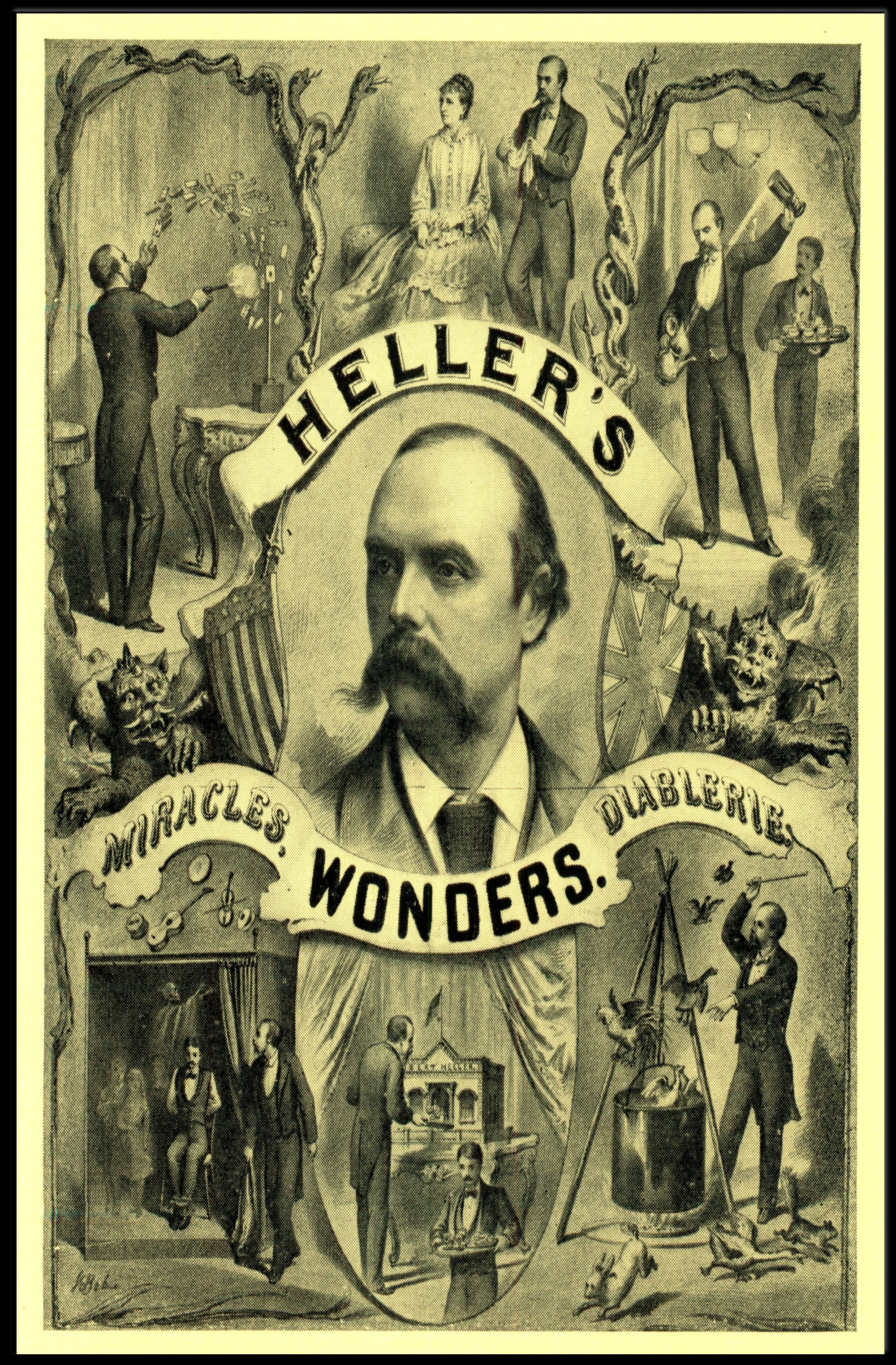 Heller's Wonders Vintage Magic Illusion Cultural Heritage Poster