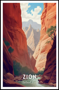 Zion National Park Scenic Poster Print Wall Art
