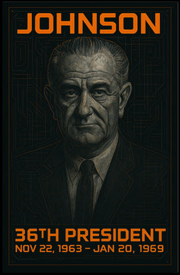 Lyndon B. Johnson 36th President of the United States Techno Schematic Poster