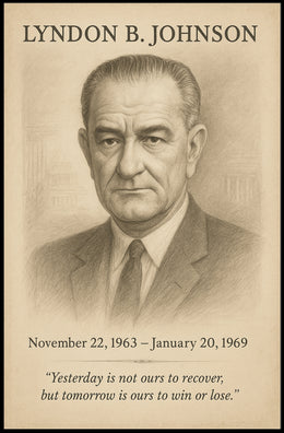 Lyndon B Johnson President Sketch Poster Art Print for Home Decor PosterGoat