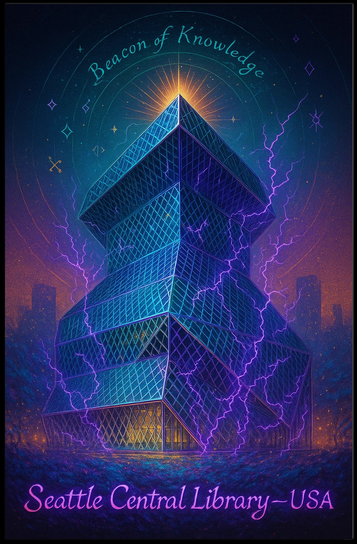 Beacon of Knowledge Seattle Central Library Poster