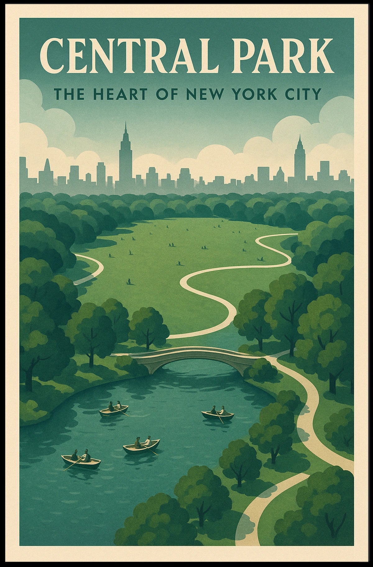 Central Park Skyline Art Travel Poster