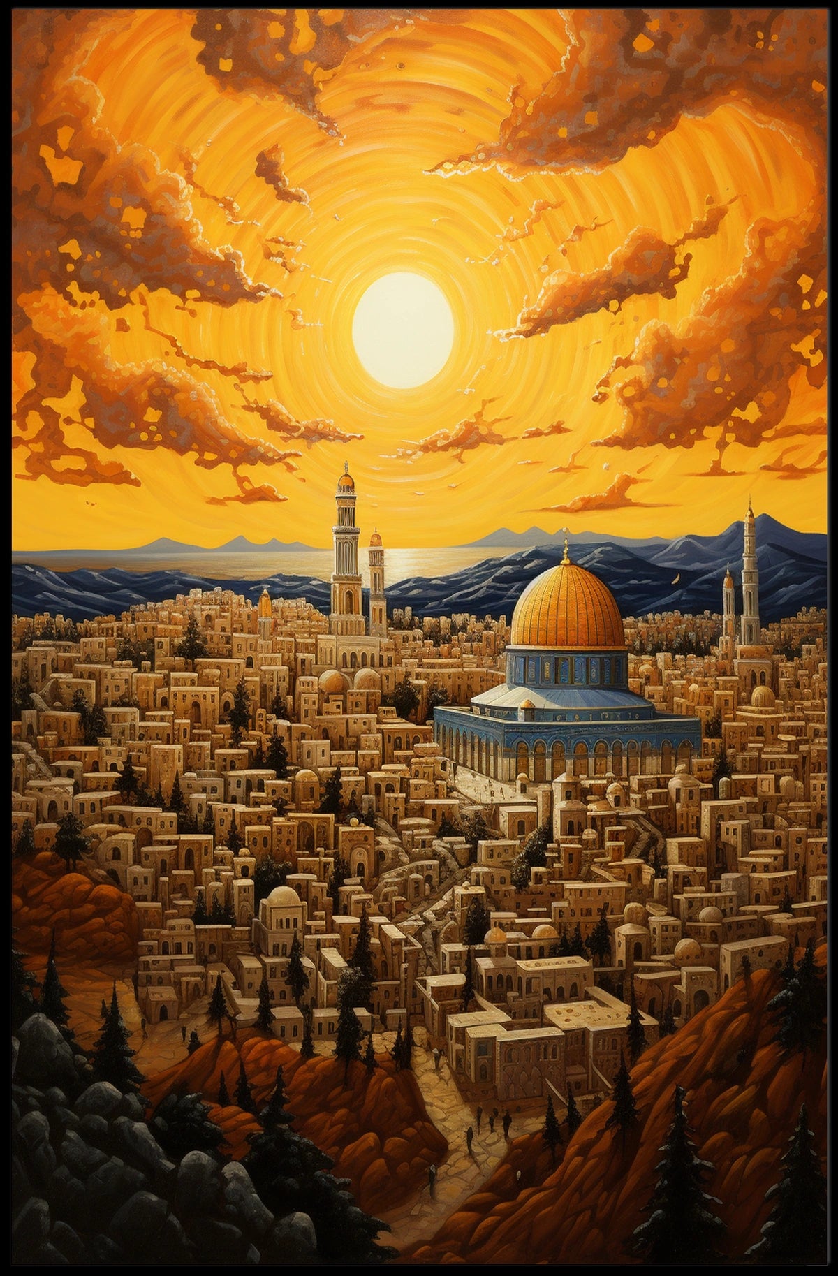 Golden Dome Cityscape in Jerusalem Cultural or Heritage Poster