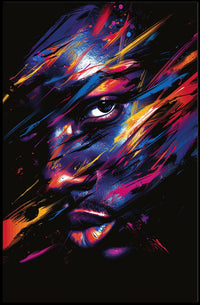 Vibrant Abstract Neon Face Art Poster Print