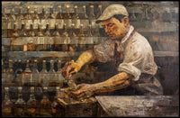 Vintage Bartender Craftsmanship Impressionistic Art Poster