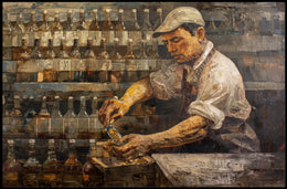 Vintage Bartender Craftsmanship Impressionistic Art Poster