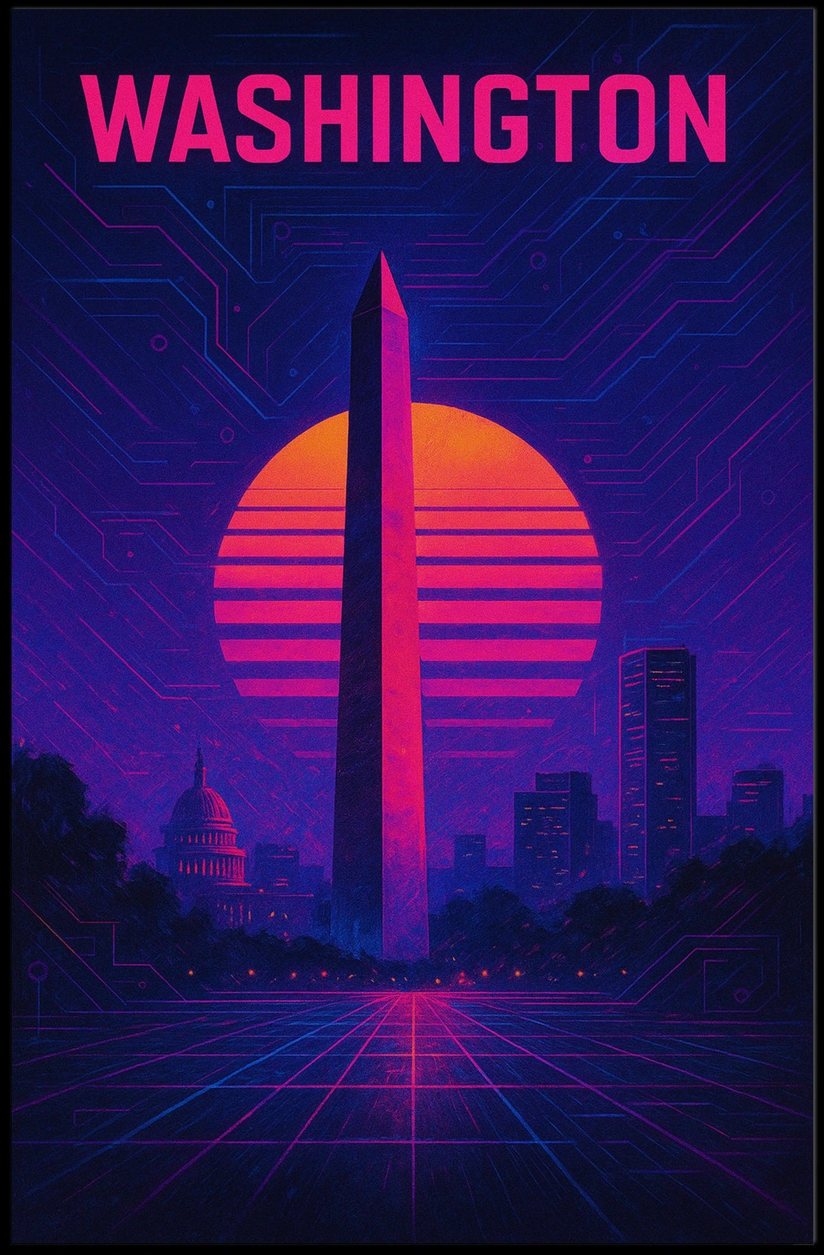 Washington Monument Futuristic Wanderlust Decor Poster