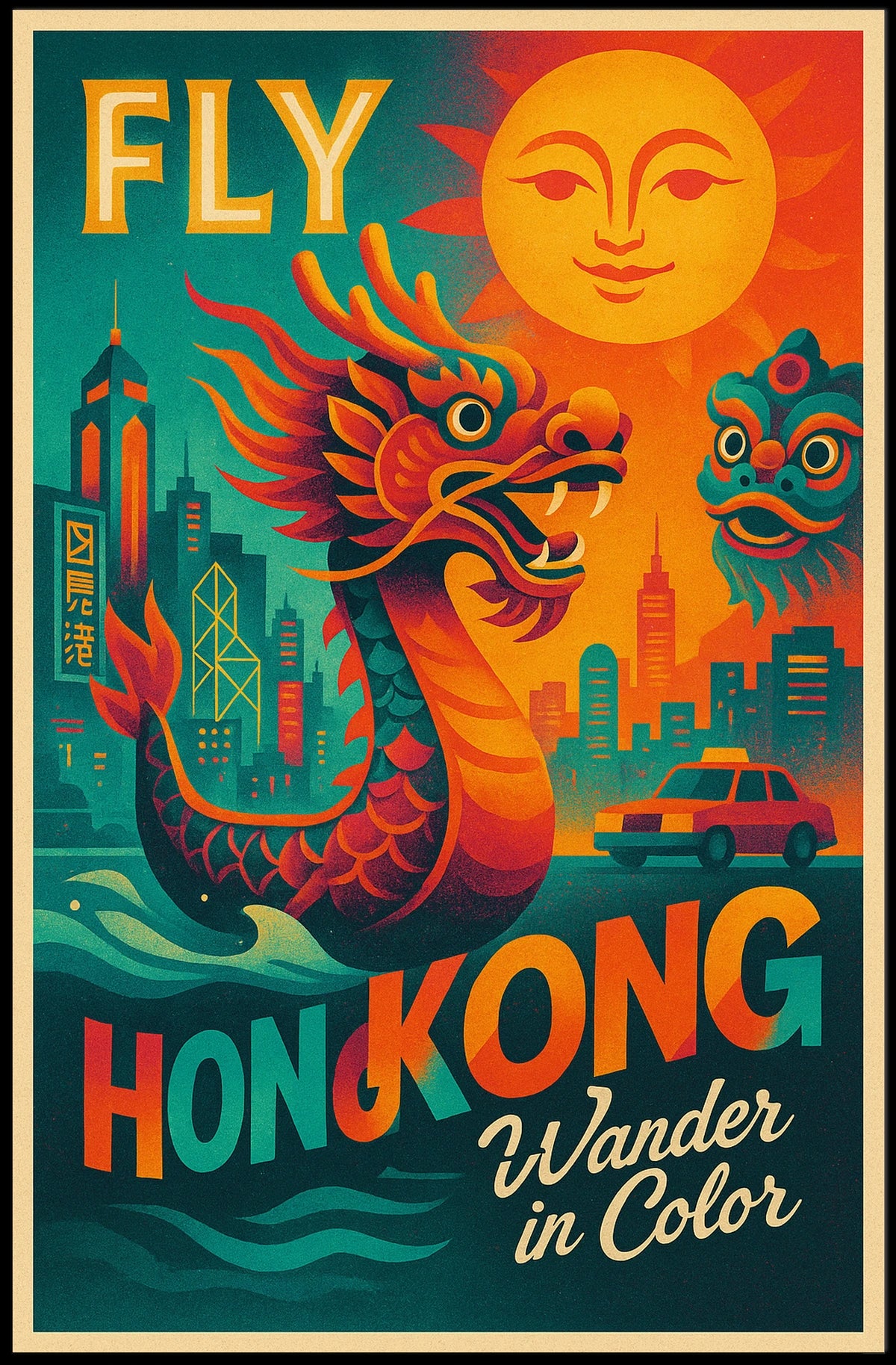 Fly To Hong Kong Wander In Color Poster