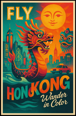 Fly To Hong Kong Wander In Color Poster