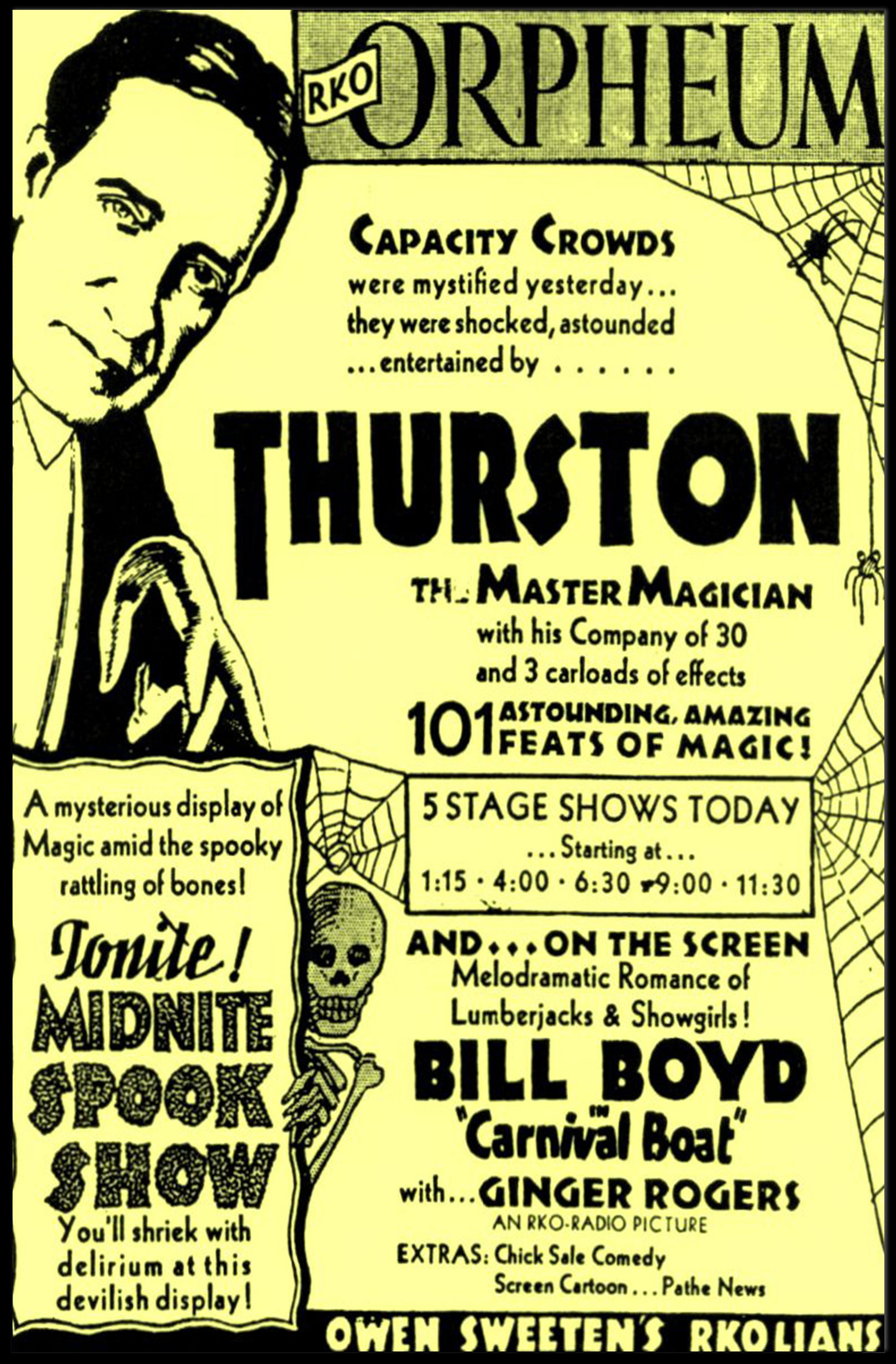 Thurston Magic Show Vintage Theatrical Cultural Poster
