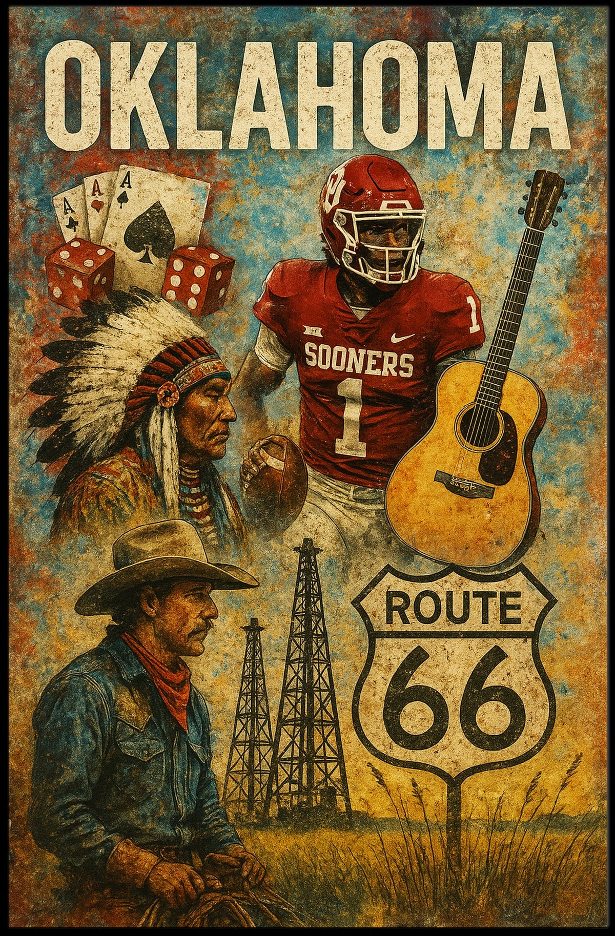 Oklahoma Heritage Collage Poster
