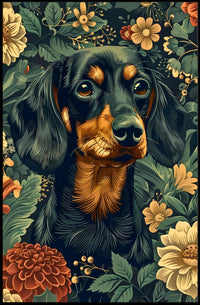 Floral Canine Elegance Wall Art Print