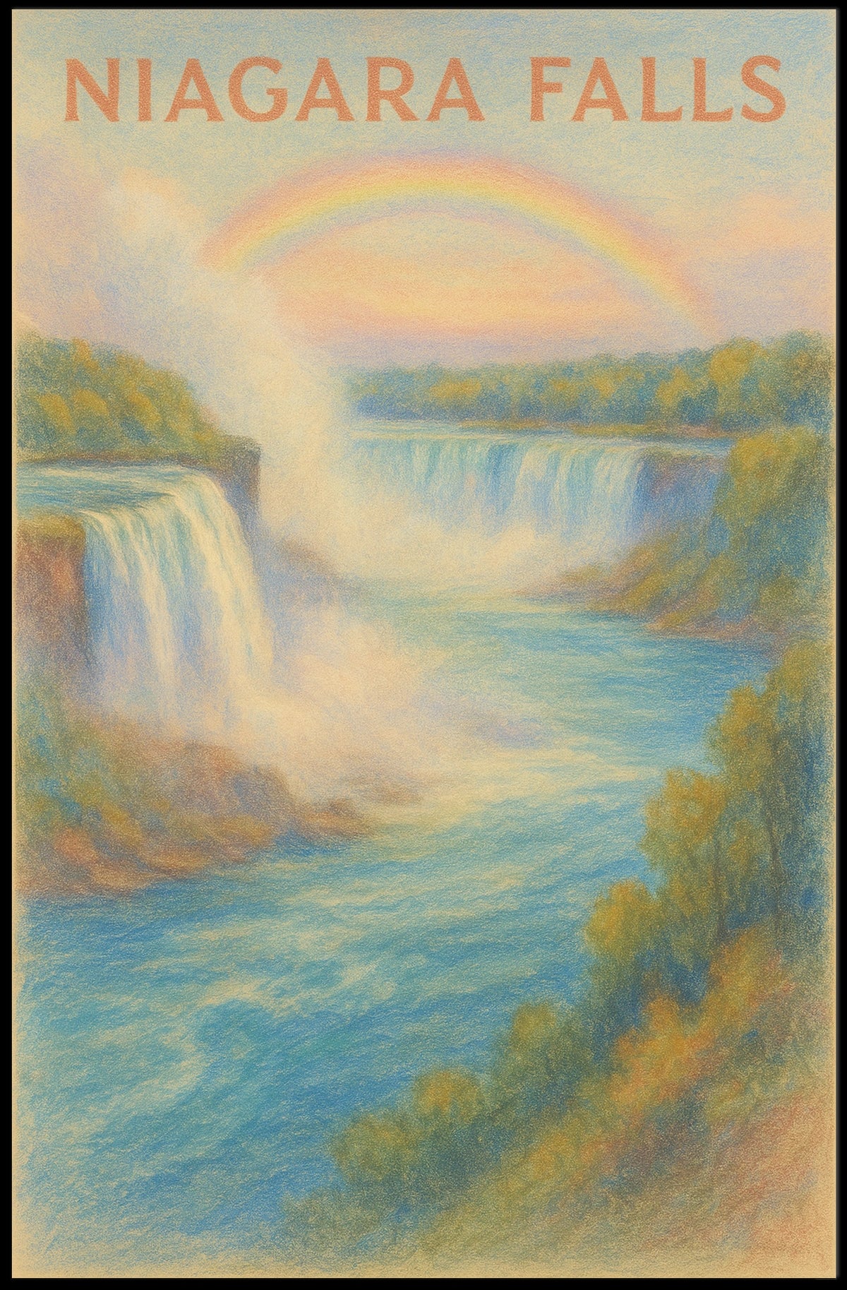 Niagara Falls Scenic Splendor Impressionist Travel Poster