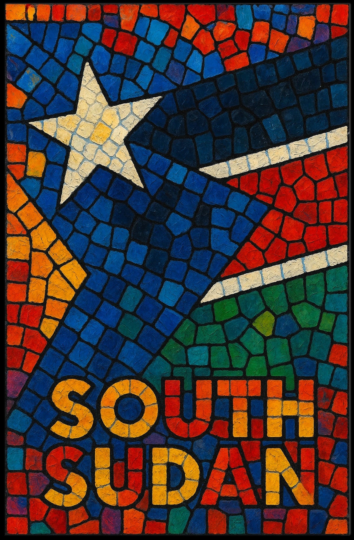 South Sudan Mosaic Art Poster