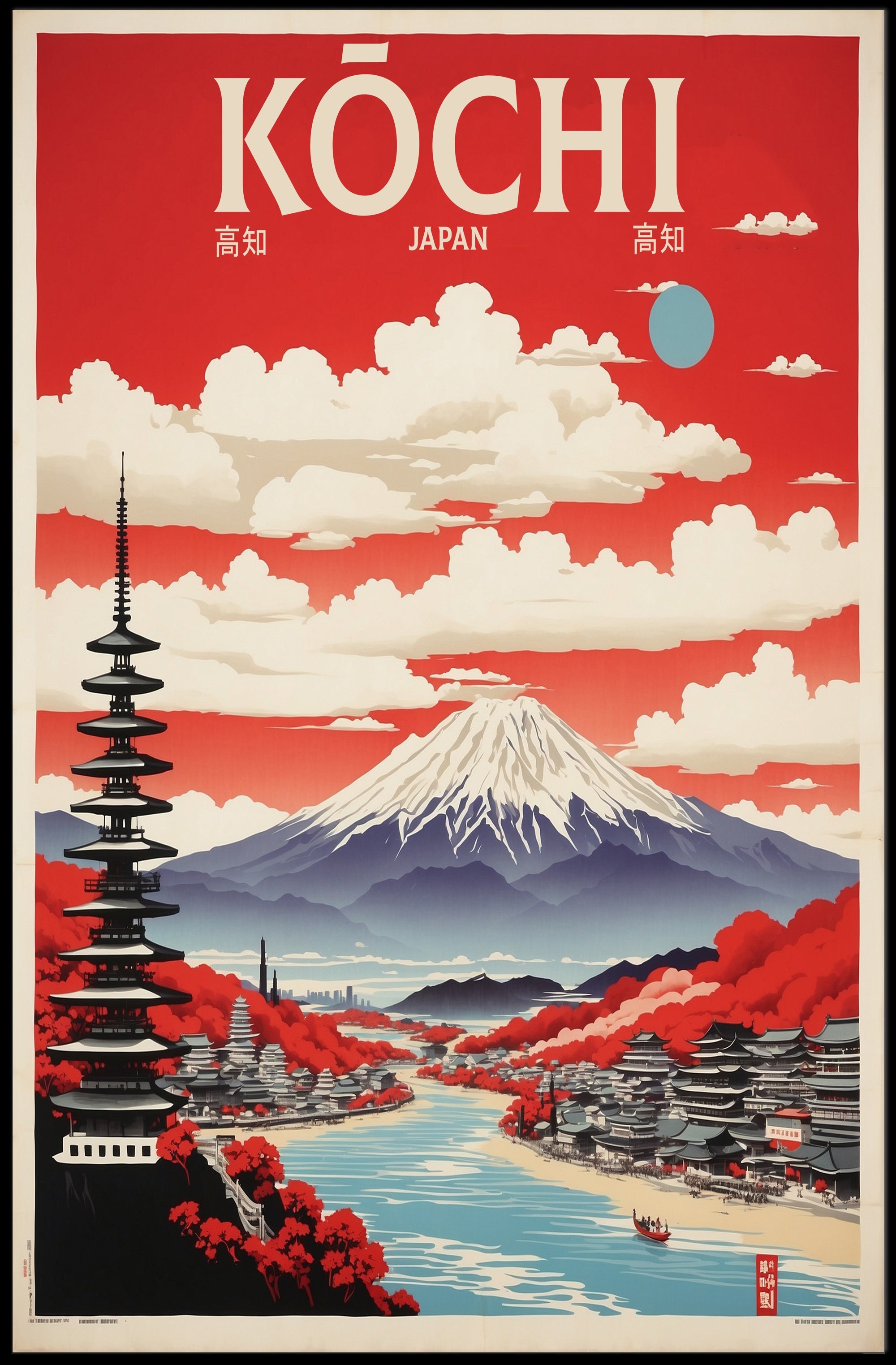 Kōchi Japan Vintage Travel Poster Art Travel Poster