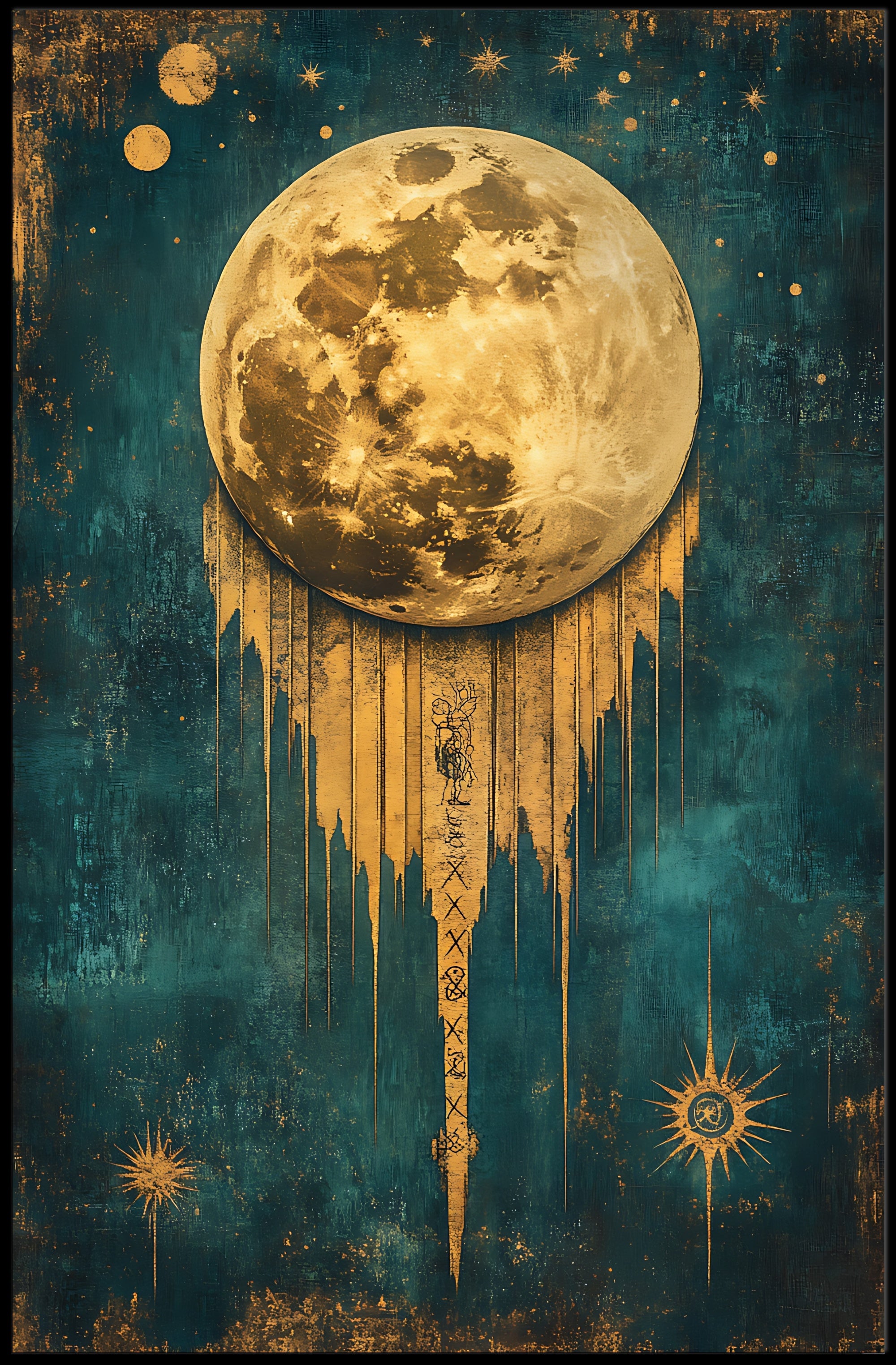 Golden Moon Surreal Artistry Space or Astronomy Poster