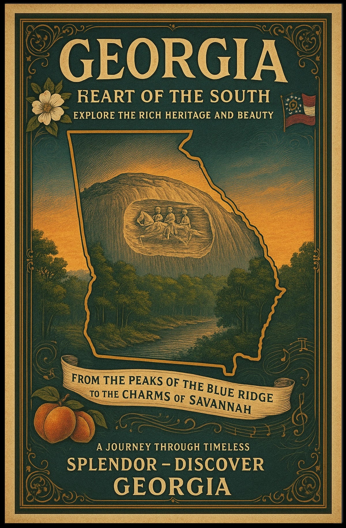 Discover Georgia Heart Of The South Poster
