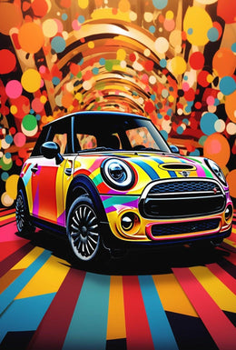 Vibrant Mini Cooper Pop Art for Artistic Poster Enthusiasts