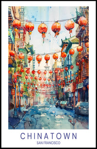 Chinatown San Francisco Watercolor Urban or Cityscape Poster PosterGoat
