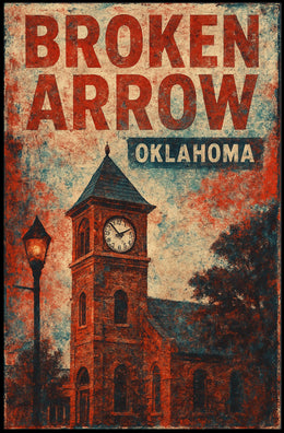 Broken Arrow Oklahoma Scenic Wanderlust Decor Vintage Wall Art Inspired Real World Scenes Poster