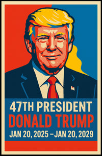 Trump Visionary Leadership Pop Art Portrait Bold Patriotic Wall Decor Collectible Statement Modern Vivid Display Poster