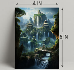 Enchanted Waterfall City Poster