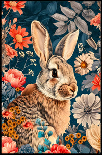 Whimsical Rabbit & Floral Harmony Animal Poster