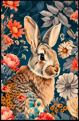 Whimsical Rabbit & Floral Harmony Animal Poster