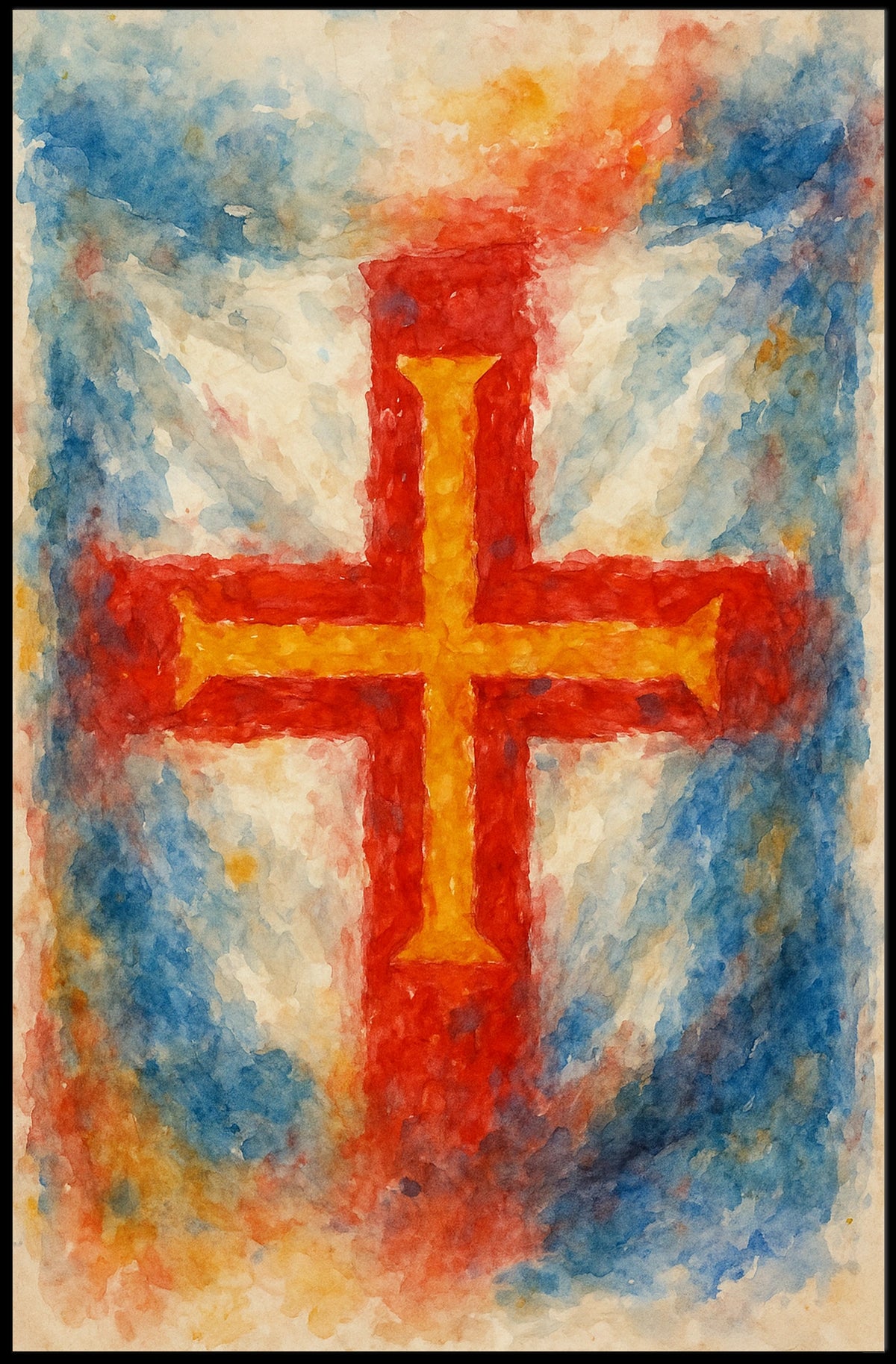 Abstract Cross in Watercolor Poster