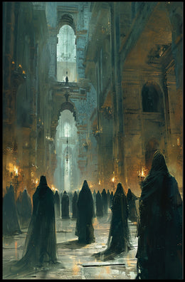 Mysterious Gothic Hall Fantasy Art Poster Print PosterGoat
