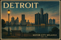 Detroit Historic Skyline Wall Art Print