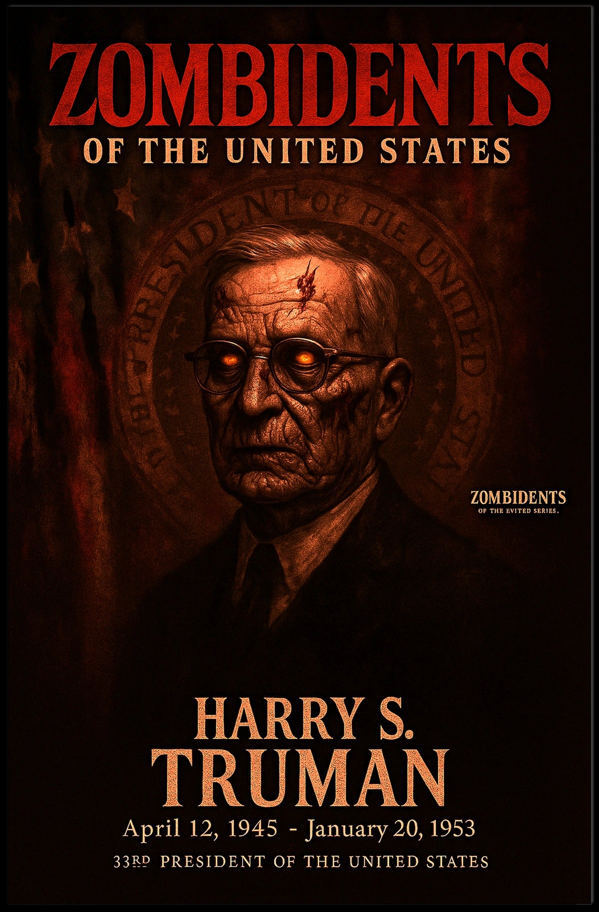 Harry S. Truman 33rd President of the United States Zombidents Poster Series