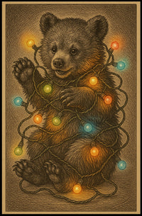 Festive Bear Cub Poster