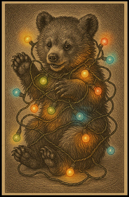 Festive Bear Cub Poster