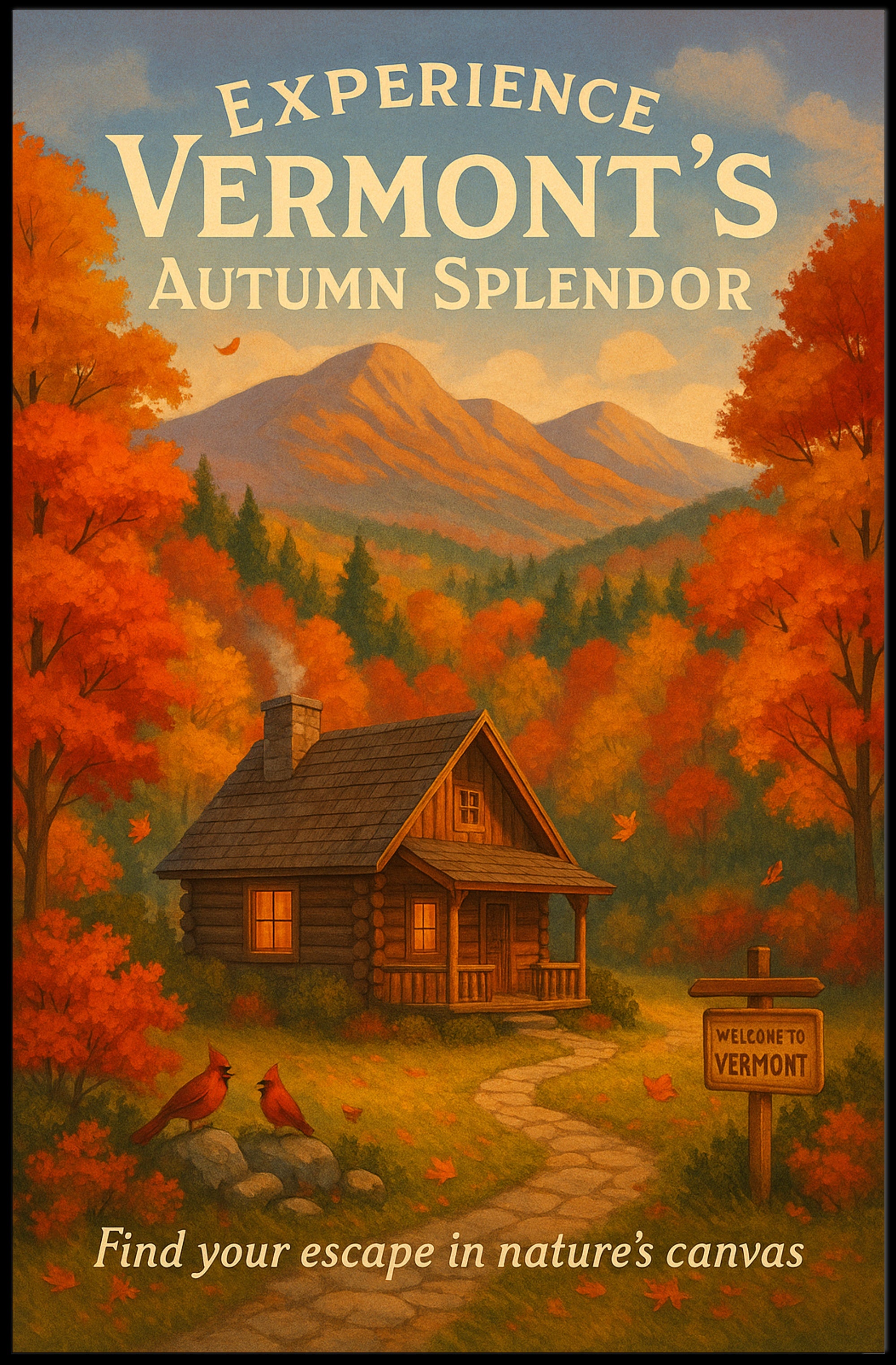 Vermont Autumn Scenic Poster Wall Art Print