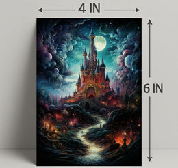 Enchanted Castle Under The Moonlit Sky Poster