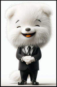 Elegant Anthropomorphic Dog Cartoon in Formal Suit Poster PosterGoat