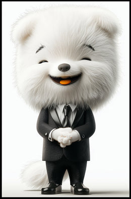 Elegant Anthropomorphic Dog Cartoon in Formal Suit Poster PosterGoat