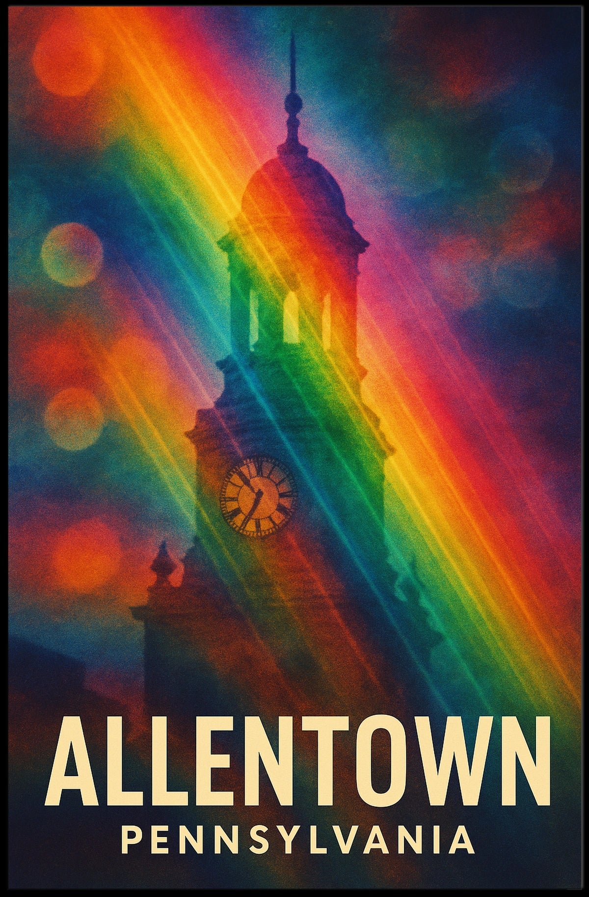 Allentown Clock Tower Vibrant Modern Art Urban Cityscape Rainbow Gradient Poster
