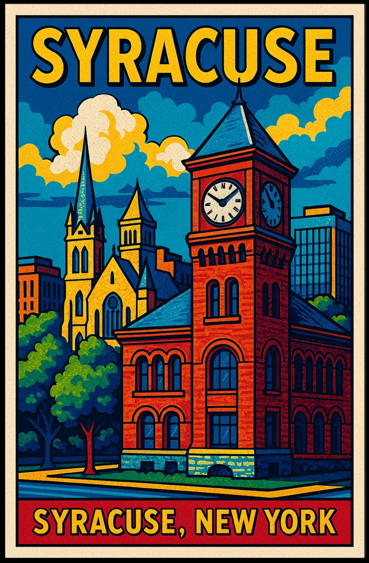 Syracuse, New York Architectural Charm Poster