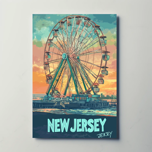 New Jersey Boardwalk Vintage Travel Poster