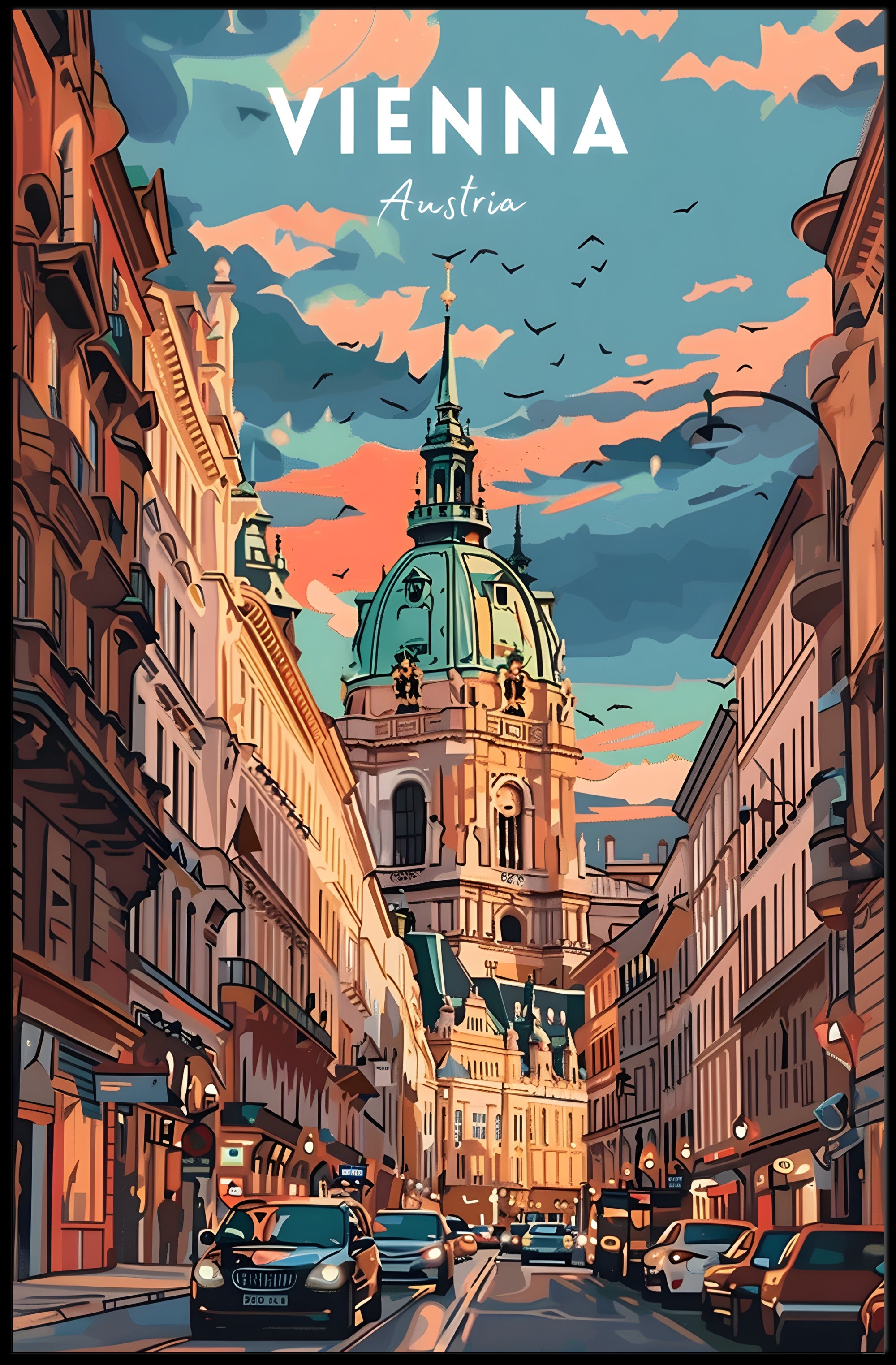 Vienna Architectural Splendor in Urban Cityscape Poster