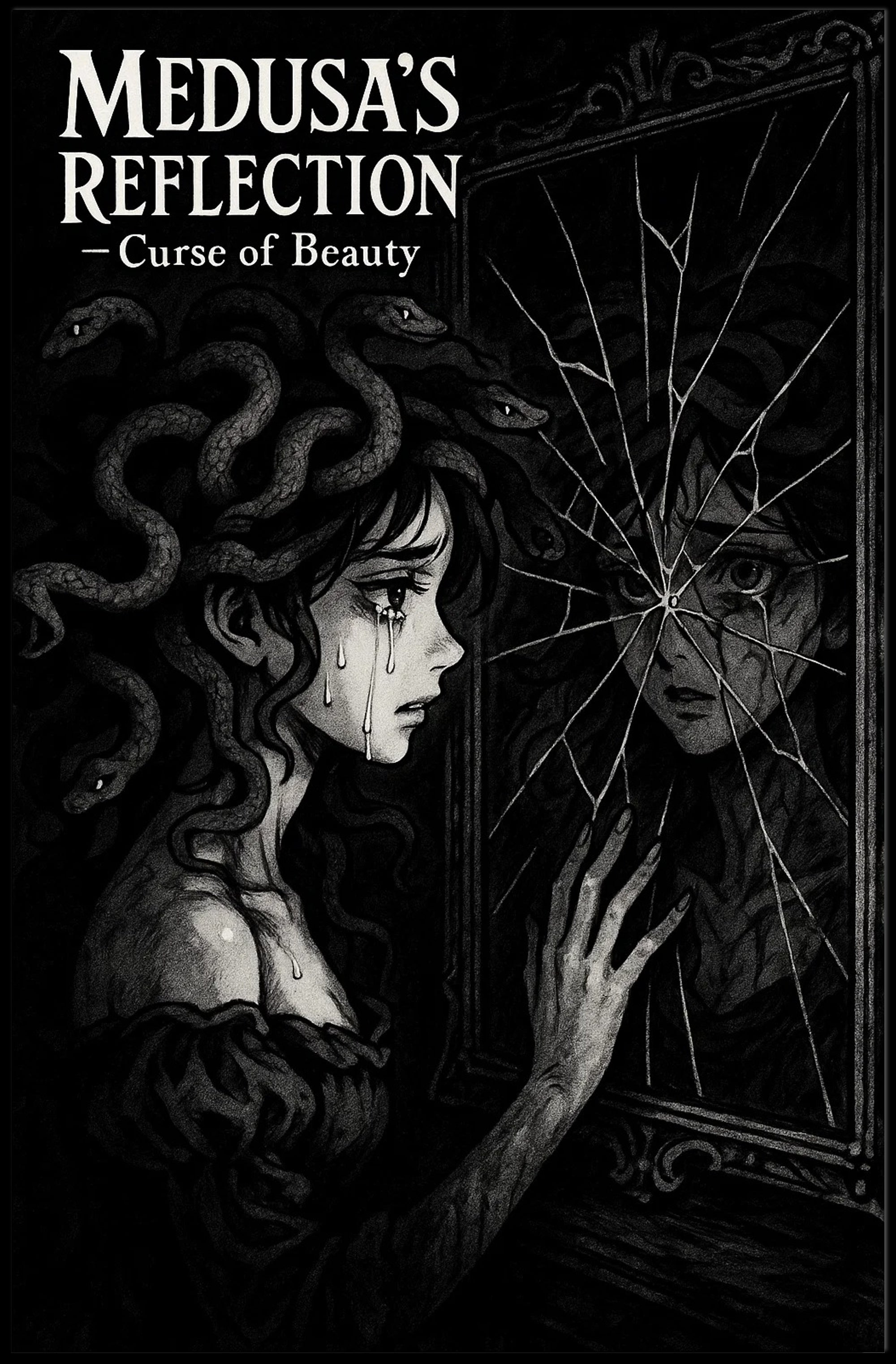 Medusa Tearfully Gazing Gothic Mythology Fantasy Art Poster