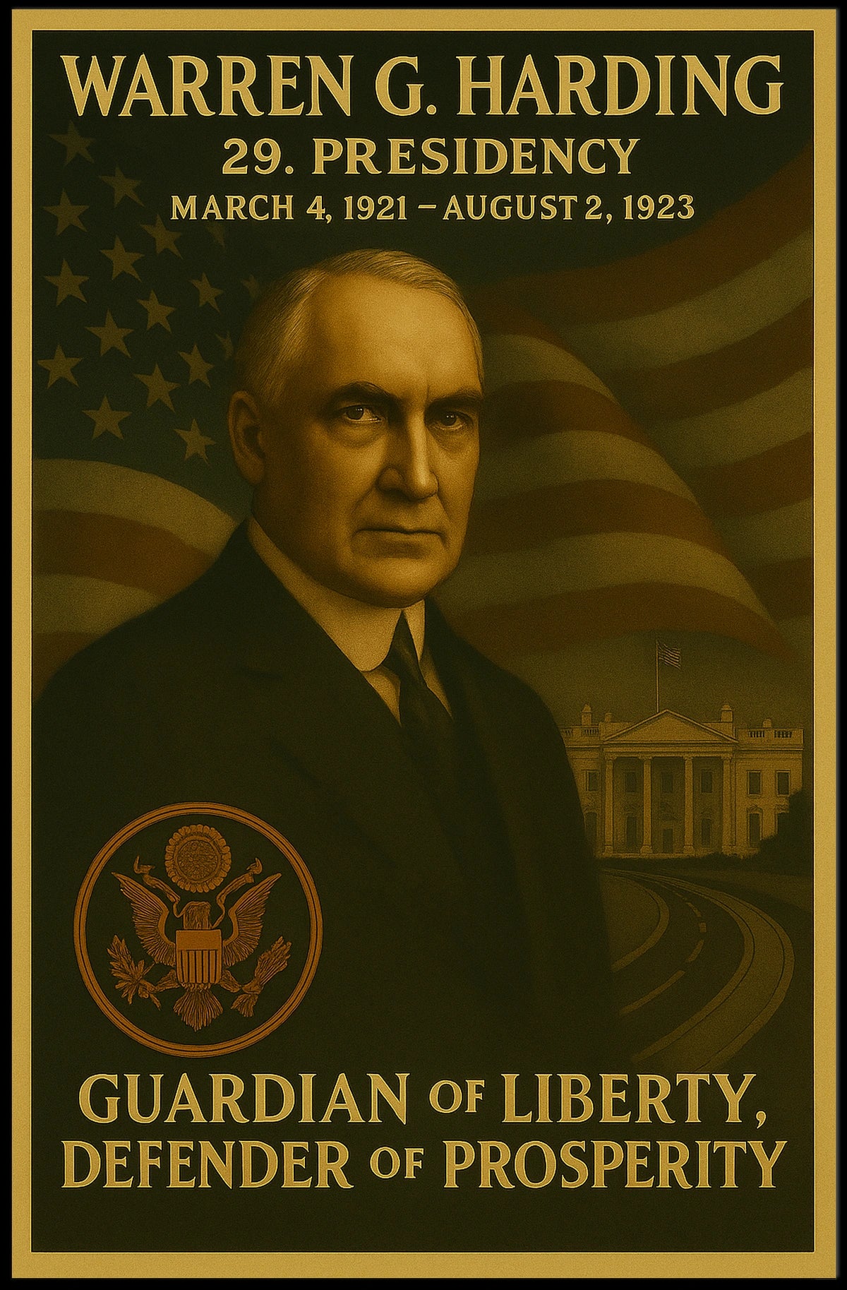 Warren G. Harding Presidential Portrait Historical or Presidential Poster