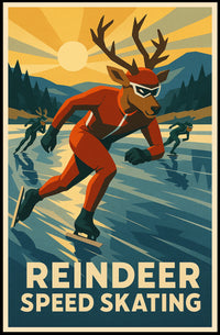 Reindeer Speed Skating Poster