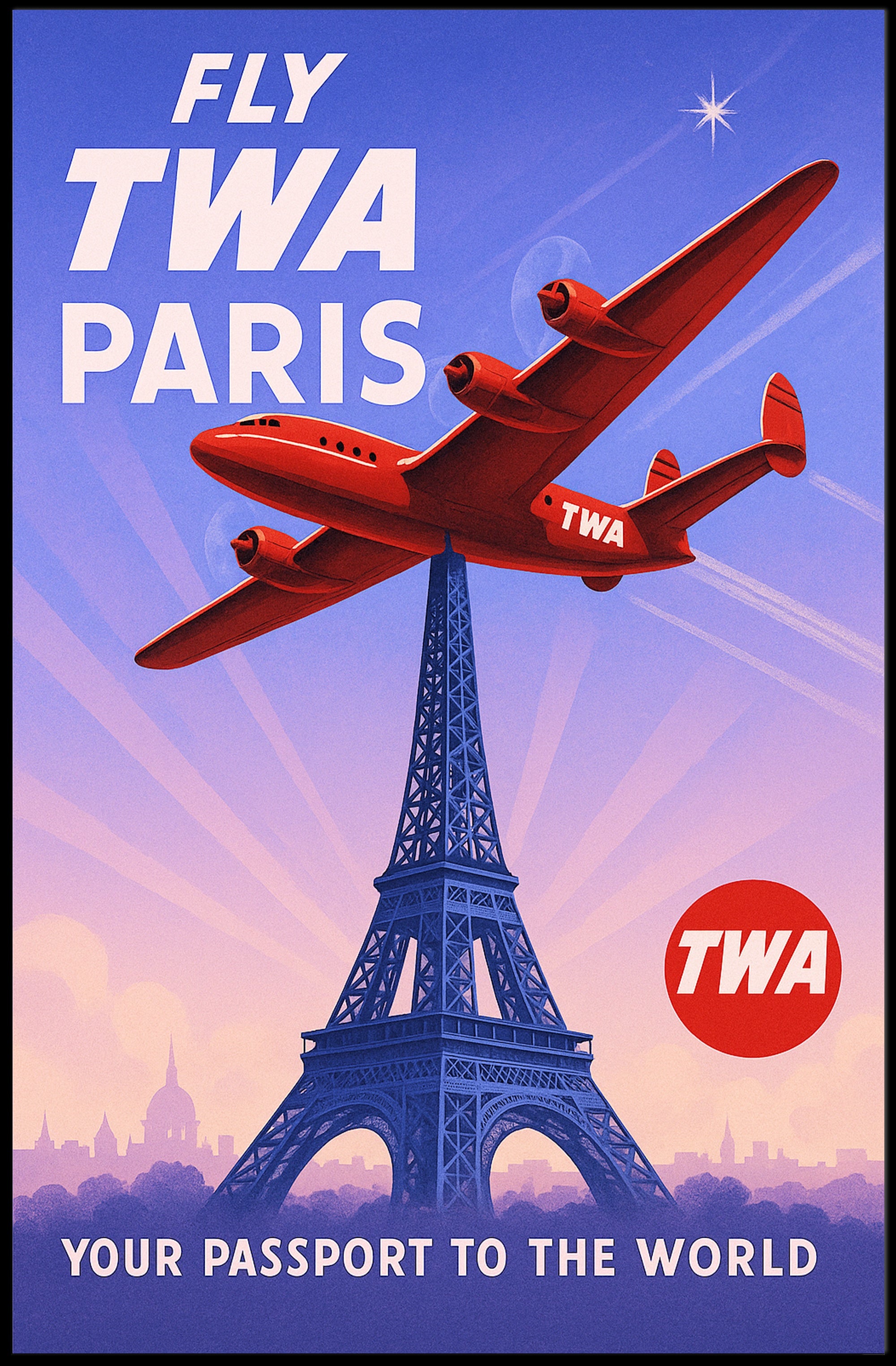 Fly TWA to Paris Poster
