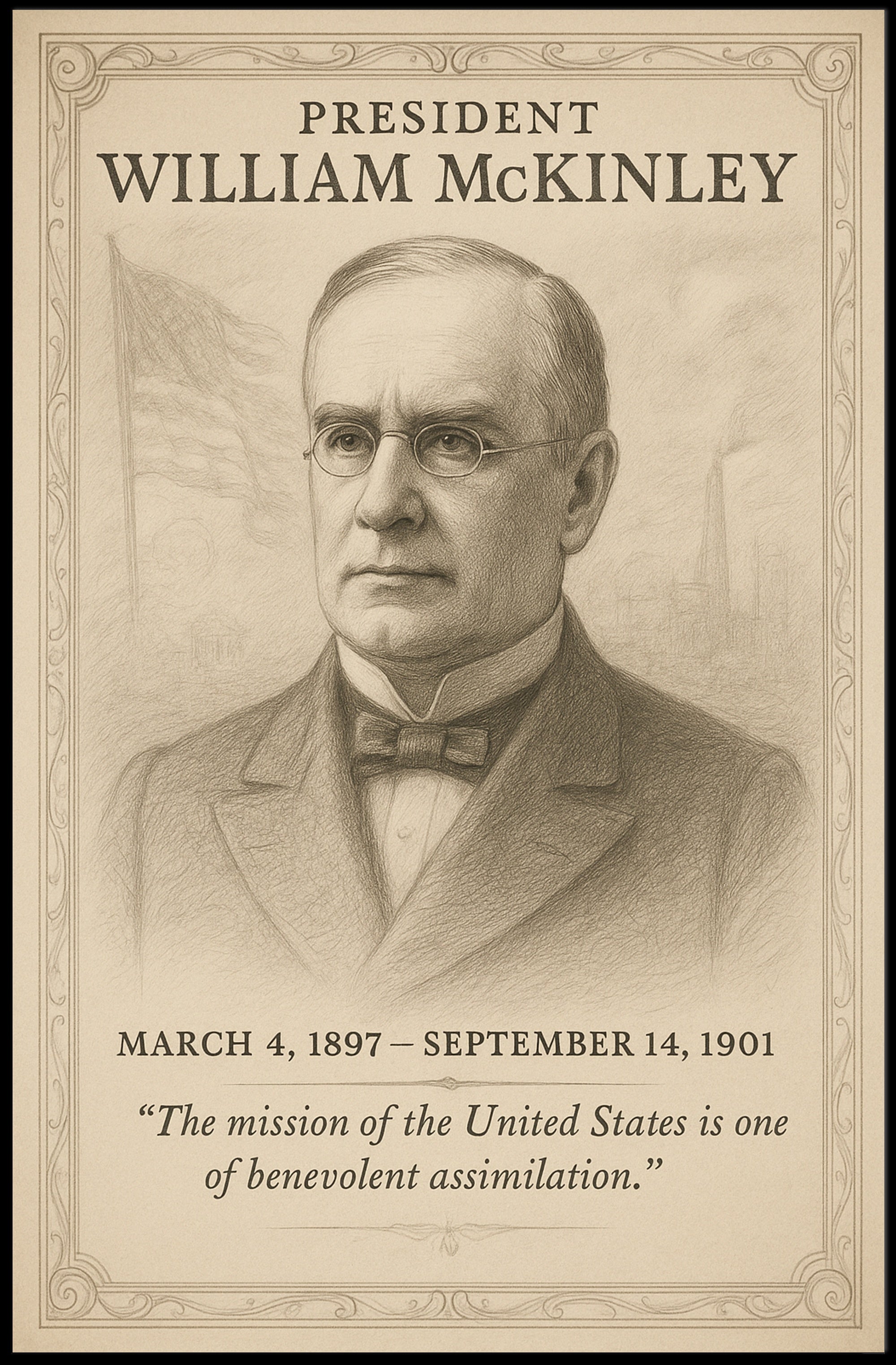 William McKinley 25th President Sketch Poster Art Print Decor PosterGoat