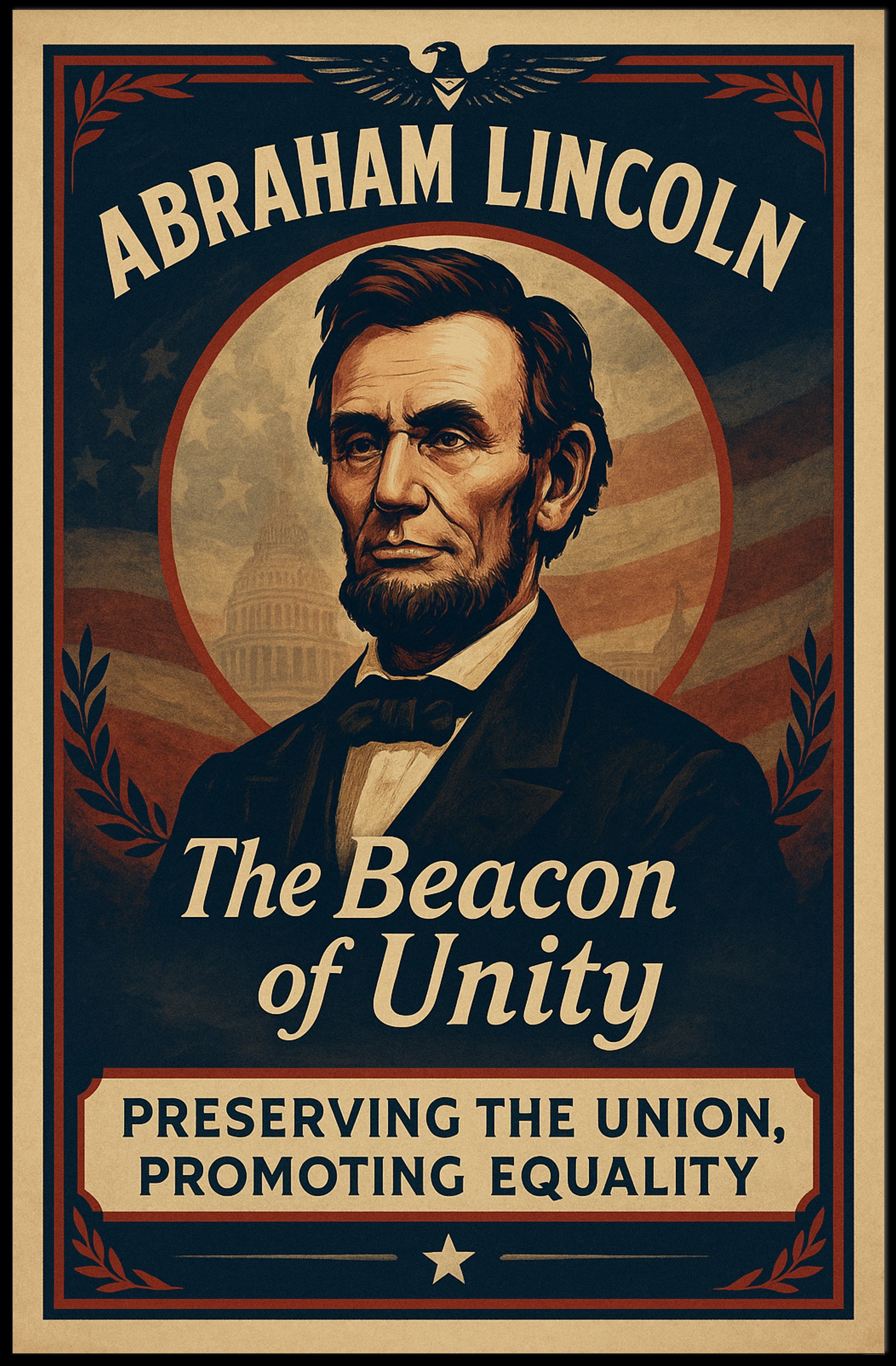Abraham Lincoln Inspiring Vintage Historical or Presidential Poster PosterGoat